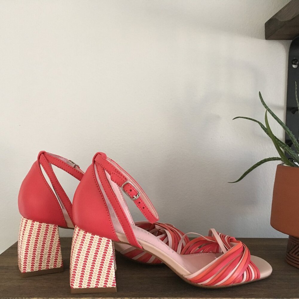 Brazilian Leather Pink & Peach Heeled Sandals